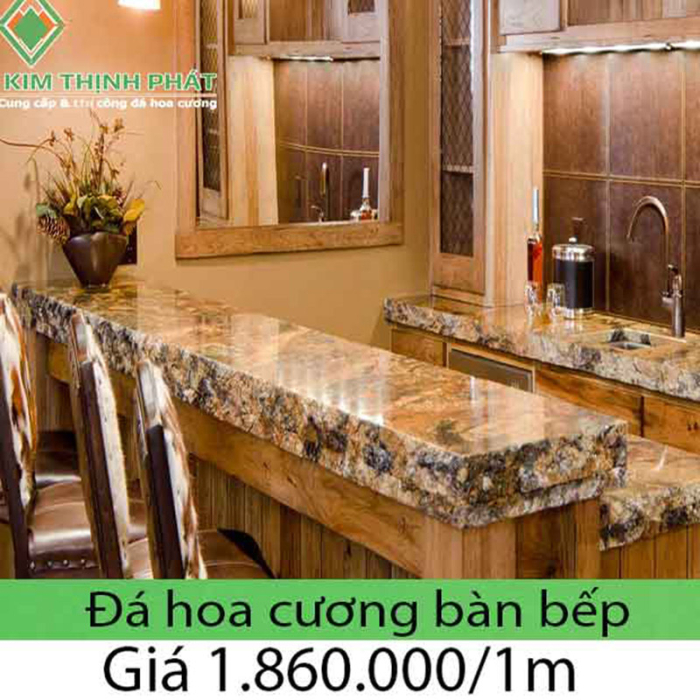 Bếp đá hoa cương hoa văn để từng khối đá thô sơ trở nên mềm mại Bếp đá hoa cương hoa văn để từng khối đá thô sơ trở nên mềm mại