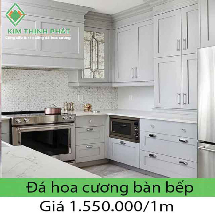 Bếp đá hoa cương hoa văn màu kem tự nhiên giá rẻ Bếp đá hoa cương hoa văn màu kem tự nhiên giá rẻ